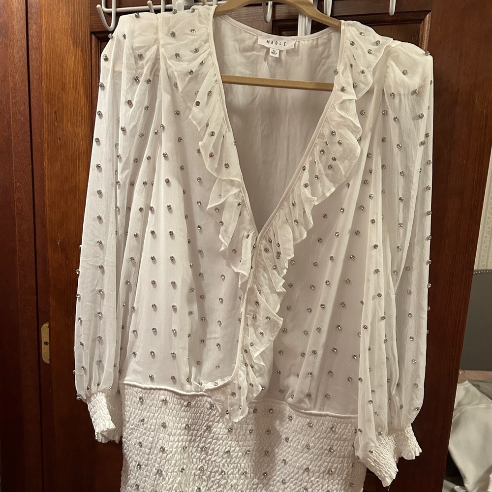 White rhinestone dress